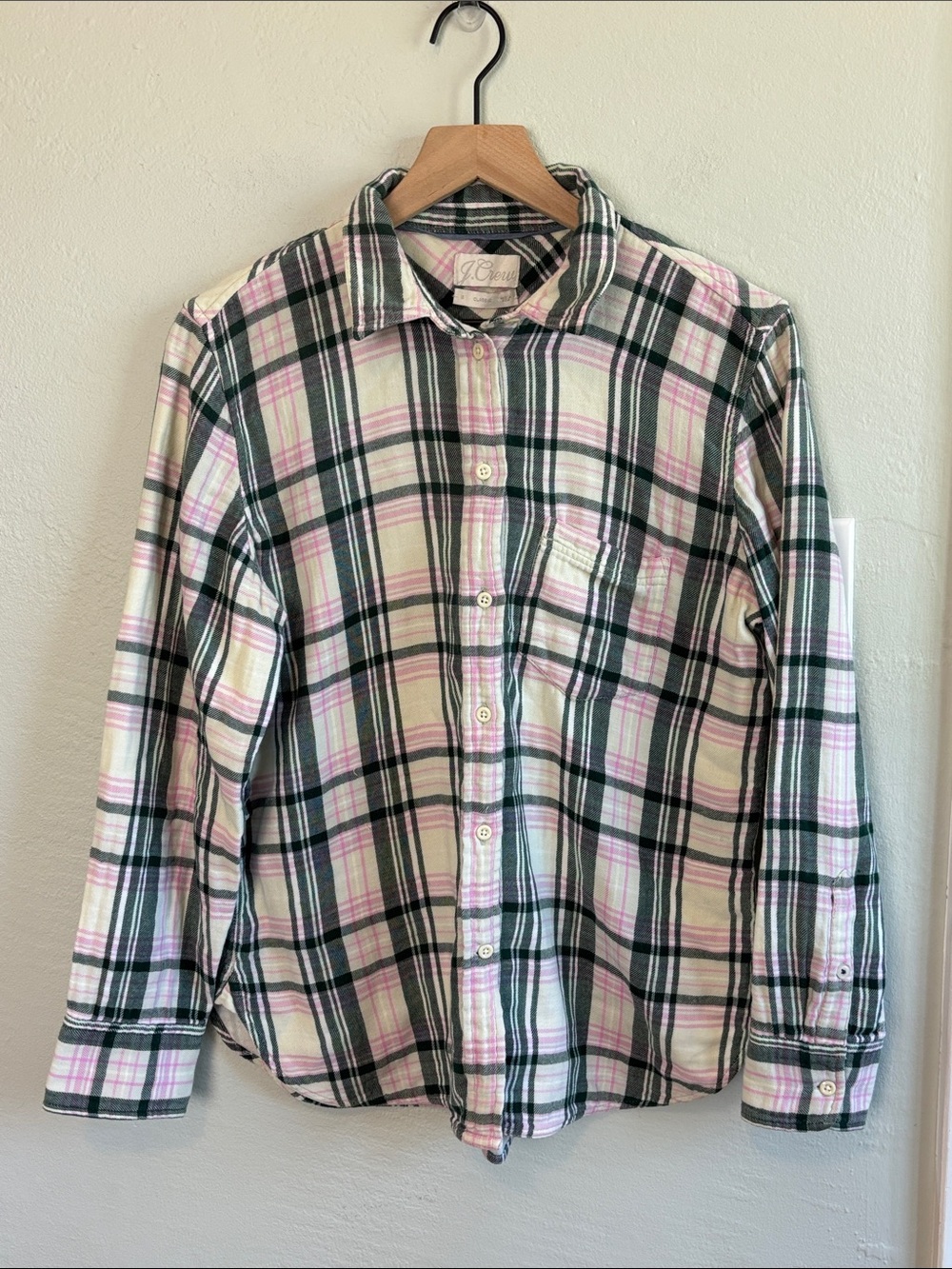 Bundle 2/$30! J. Crew 12 Plaid Flannel Button-Down Shirt Pink Green White
